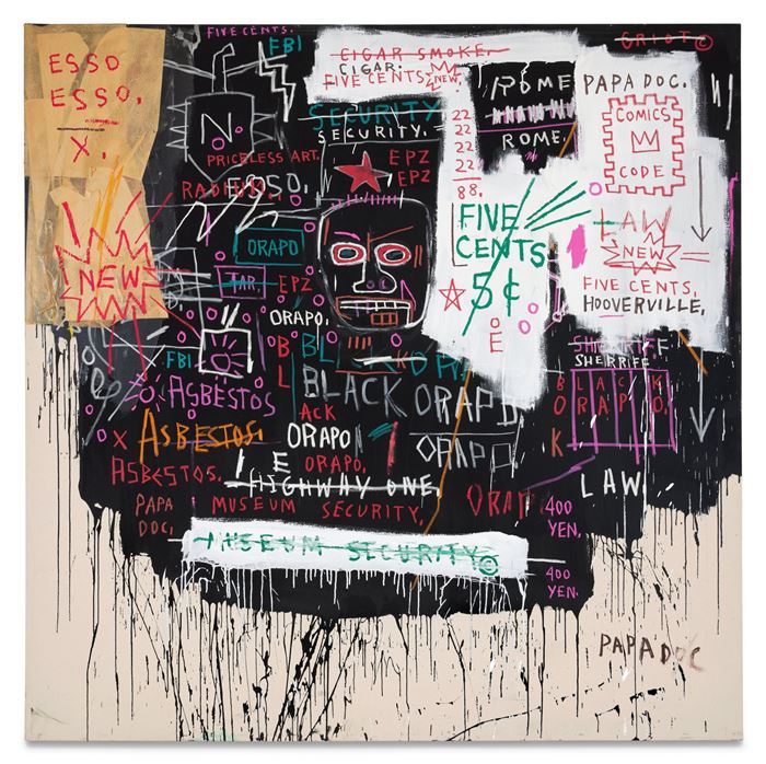 Jean-Michel Basquiat, Museum Security (Broadway Meltdown) acrylic, oilstick and collage on canvas, 1983